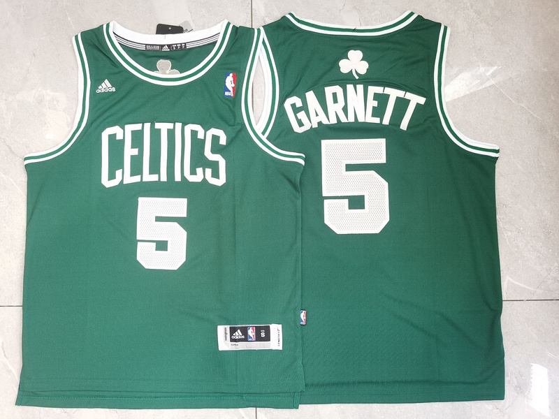 Men Boston Celtics 5 Garnett Green Adidas 2025 NBA Jersey style 1